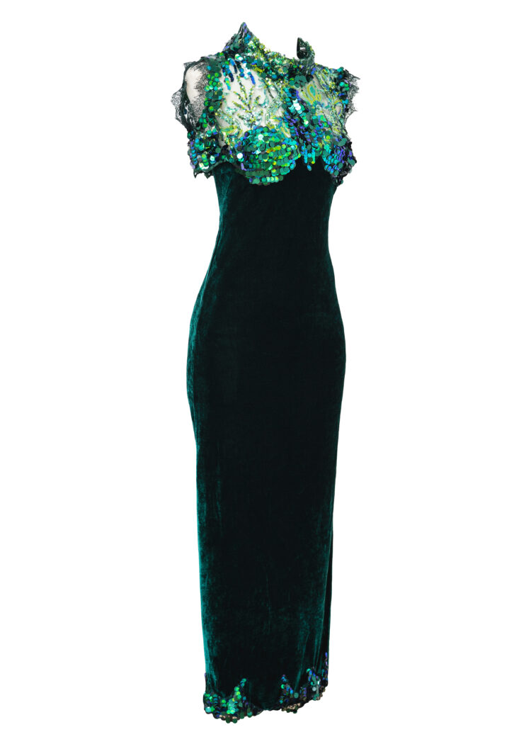 LAHO Smaragdové Chantilly šaty