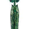 LAHO Zelené ornamentální šaty s kameny